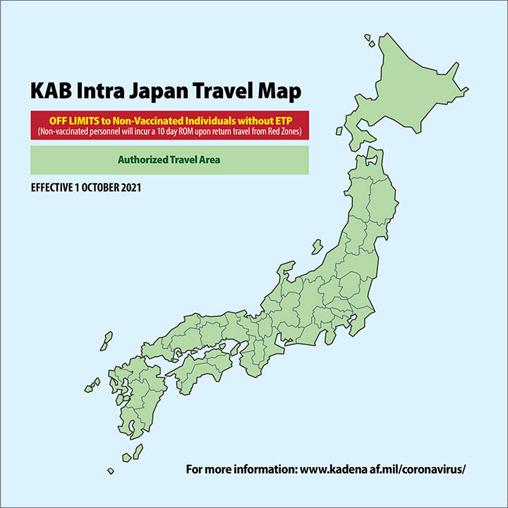 Map explaining Japan travel restrictions